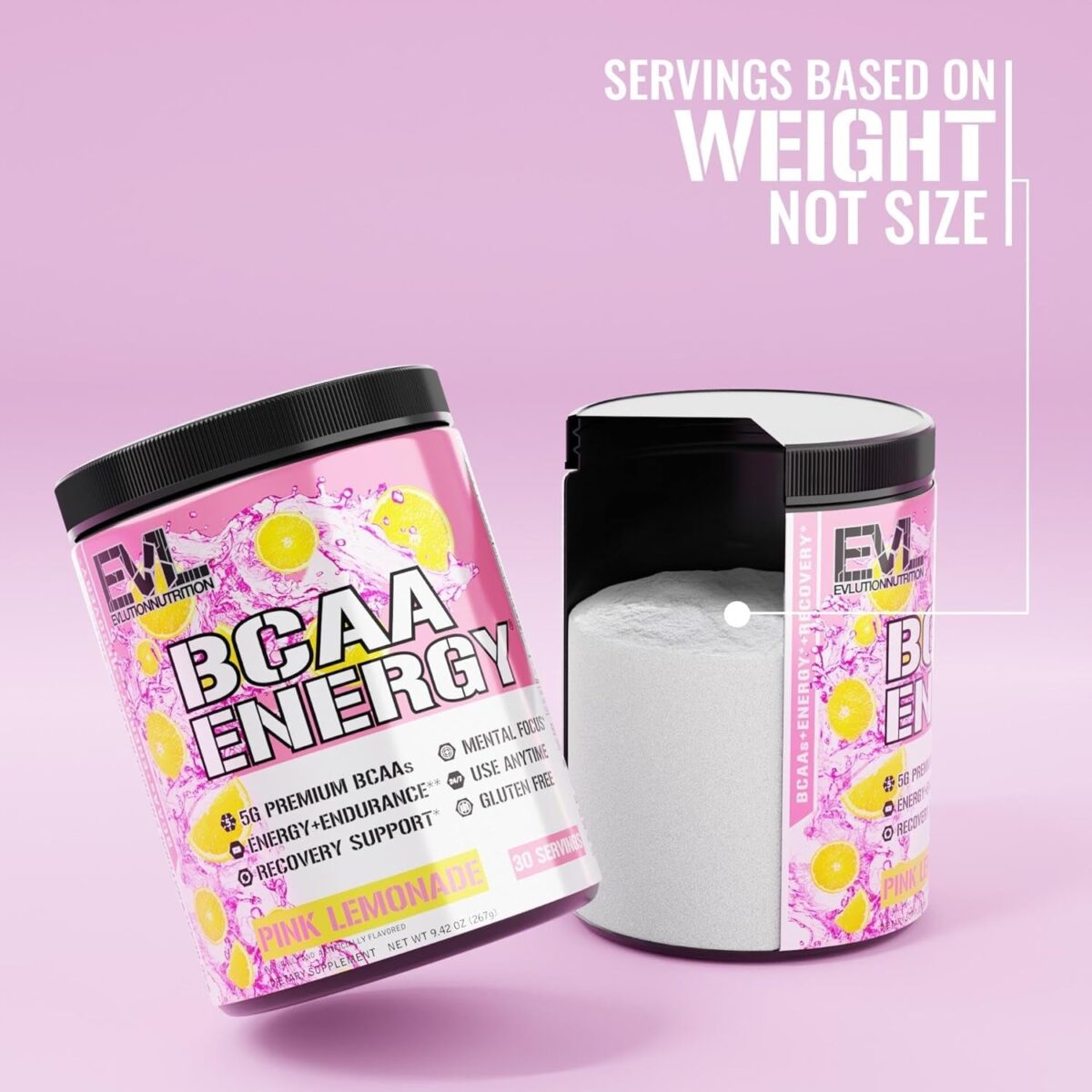 EVL Bcaas Amino Acids Powder - BCAA Energy Pre Workout Powder for Muscle Recovery Lean Growth and Endurance - Rehydrating Post Workout Recovery Drink with Natural Caffeine - Pink Lemonade