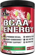 EVL Bcaas Amino Acids Powder - BCAA Energy Pre Workout Powder for Muscle Recovery Lean Growth and Endurance - Rehydrating Post Workout Recovery Drink with Natural Caffeine - Pink Lemonade