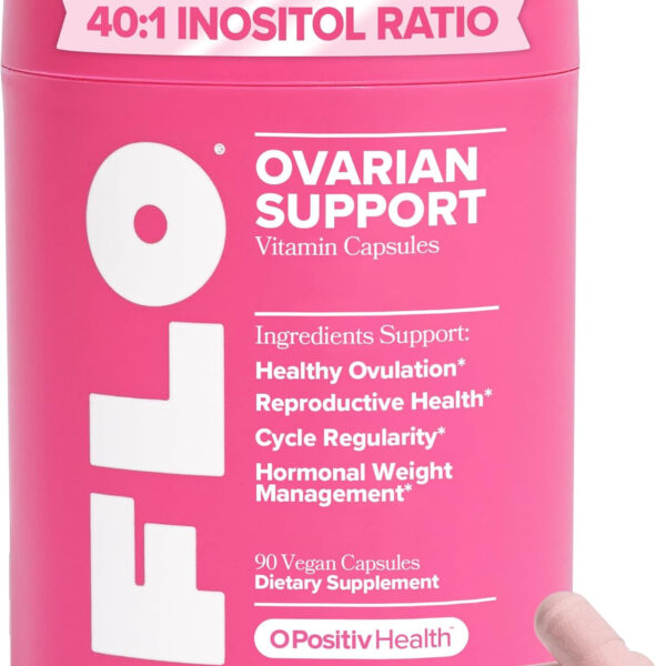 FLO Ovarian Health Support - Hormone Balance for Women, Inositol Supplement with DIM, Myo-Inositol & D-Chiro Inositol, Folic Acid - Supports Healthy Ovulation, Cycle Regularity - 30 Servings