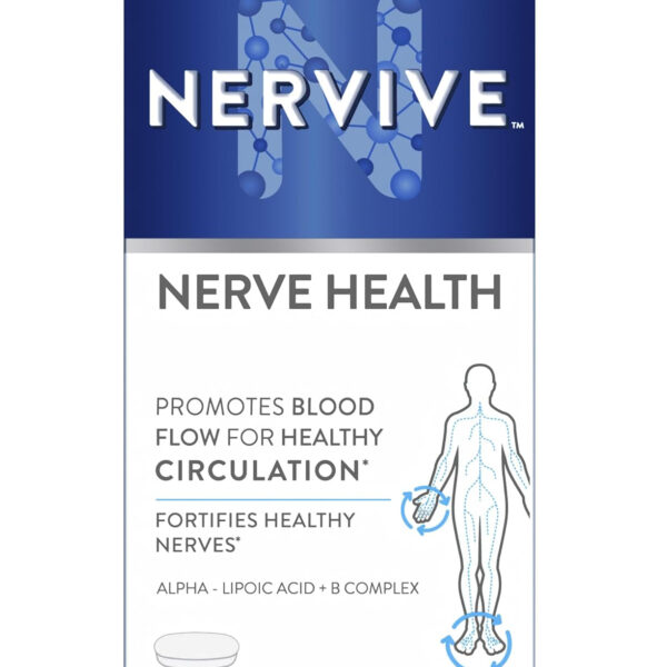 Nervive Nerve Health, with Alpha Lipoic Acid, to Fortify Nerve Health and Support Healthy Nerve Function in Fingers, Hands, Toes, & Feet*, ALA, Vitamins B12, B6, & B1, 30 Ct (Packaging May Vary)