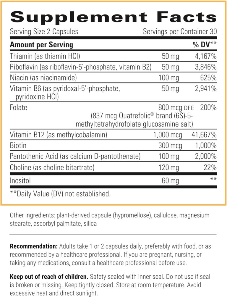 Integrative Therapeutics Active B-Complex - Energy Metabolism Support* - B-Complex Vitamin Supplement with 8 B-Vitamins, Vitamin B12, Folate, Choline - 60 Capsules