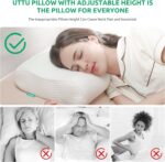 UTTU Cervical Pillow for Neck Strain Relief, Memory Foam Neck Pillow for Sleeping, Contour Cooling Pillow for Side Sleeper, Adjustable Orthopedic Sandwich Pillow, Queen(23.6"×14"×4.7"/3.9")