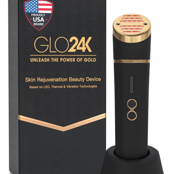 GLO24K Beauty Device for the Face. Based on Triple Action L E D, Thermal, and Vibration Technologies.