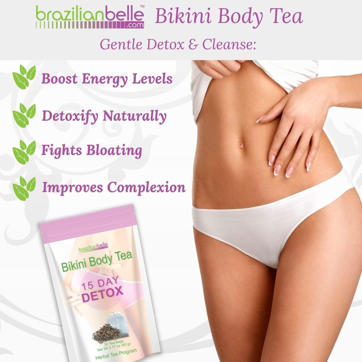 Bikini Body Detox Tea - Detoxify, Boosts Energy Levels, and Improves Complexion (15 Day Detox)