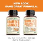 Turmeric Supplement and Ginger Root Joint Support Supplement - Turmeric Curcumin Supplement 95% Curcuminoids. Contains Organic Turmeric with Black Pepper (Bioperine) for Max Absorption. 60 Capsules