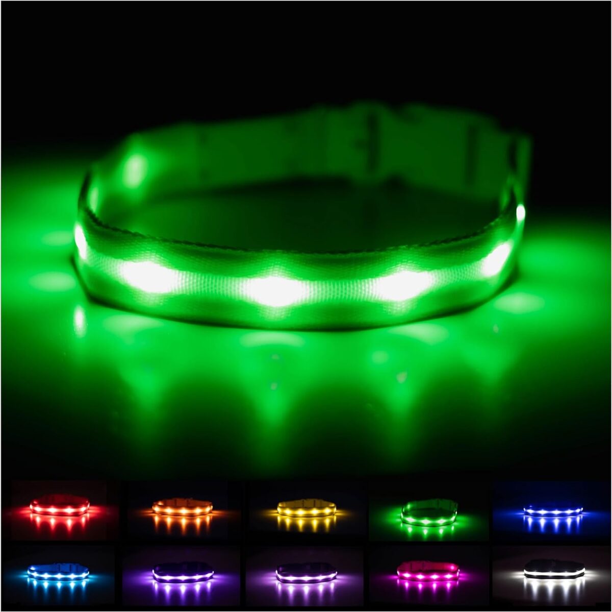 BLAZIN Brightest Light up Dog Collars - the Original LED Dog Collar with 1,000 Feet of Visibility - USB Rechargeable Waterproof Dog Collar Light - Dog Lights for Night Walking - USA Brand