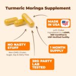 Turmeric Curcumin & Moringa Leaves Extract with Black Pepper. Joint Support Supplement with Tumeric (95% Curcuminoids), Bioperine & Moringa Oleifera Leaf for Joints, Digestion & Energy. 60 Capsules