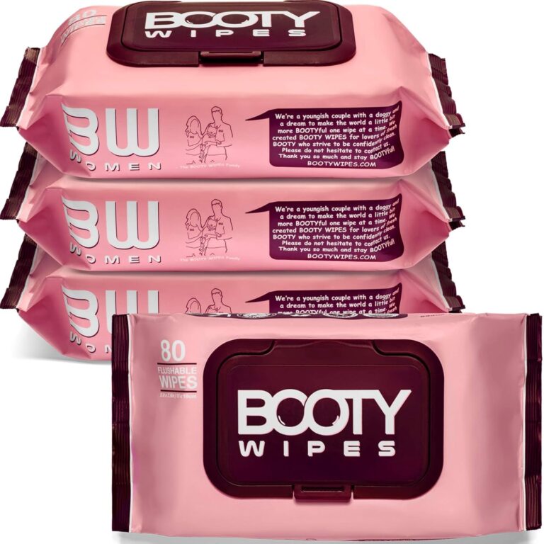 Booty Brand Wipes for Women - 80 Count (Pack of 4) Wipes for Adults | Premium Feminine - Ph Balanced & Infused W/Vitamin E & Aloe | Female Toilet Wipes | Flushable Safe | Bathroom Wipes