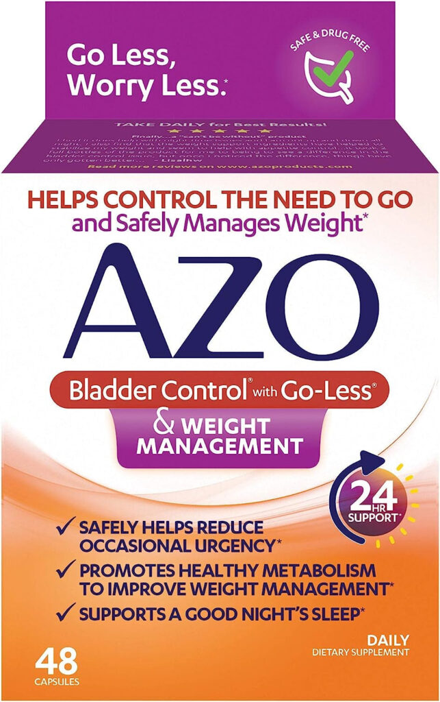 AZO Bladder Control with Go-Less® & Weight Management Dietary Supplement | Helps Reduce Occasional Urgency* | Promotes Healthy Metabolism* | Supports a Good Night’S Sleep* | 48 Capsules