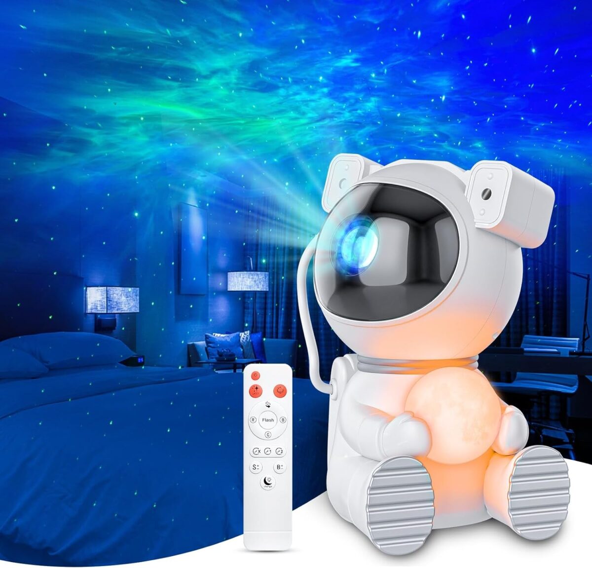 Astronaut Galaxy Projector, Star Projector with Timer and Remote, Galaxy Projector with Moon Lamp, LED Nebula Night Light for Kids, Adults, Room Decor, Gift (Black)