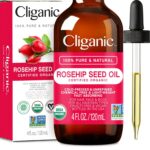 Cliganic Organic Rosehip Seed Oil for Face, 100% Pure | Natural Cold Pressed Unrefined Non-Gmo | Carrier Oil for Skin, Hair & Nails