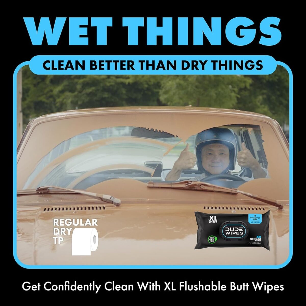 DUDE Wipes - Flushable Wipes - 6 Pack, 288 Wipes - Unscented Extra-Large Adult Wet Wipes - Vitamin-E & Aloe - Septic and Sewer Safe