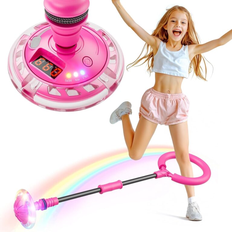 Skip It for Kids, Ankle Skip Ball with Counter, Timer and Cal Calculator, Girl Birthday Gifts for Age 5 6 7 8 9 10+, Rechargeable Colorful Flash Wheel Skip Ball for Girls Women