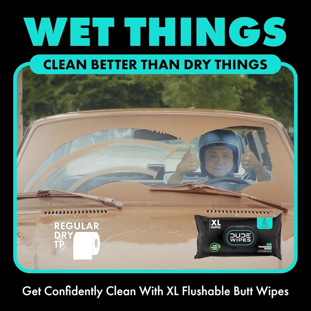 DUDE Wipes Flushable Wipes - 1 Pack, 48 Wipes - Mint Chill Extra-Large Wet Wipes with Eucalyptus & Tea Tree Oil - Sewer and Septic Safe