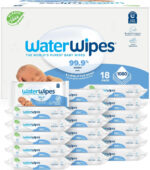 Waterwipes Biodegradable Original Baby Wipes, 99.9% Water Based Wipes, Unscented & Hypoallergenic for Sensitive Skin, 240 Count (4 Packs), Packaging May Vary