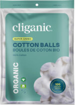 Cliganic Organic Super Jumbo Cotton Balls (200 Count) - Hypoallergenic, Absorbent, Large Size, 100% Pure (Packaging May Vary)