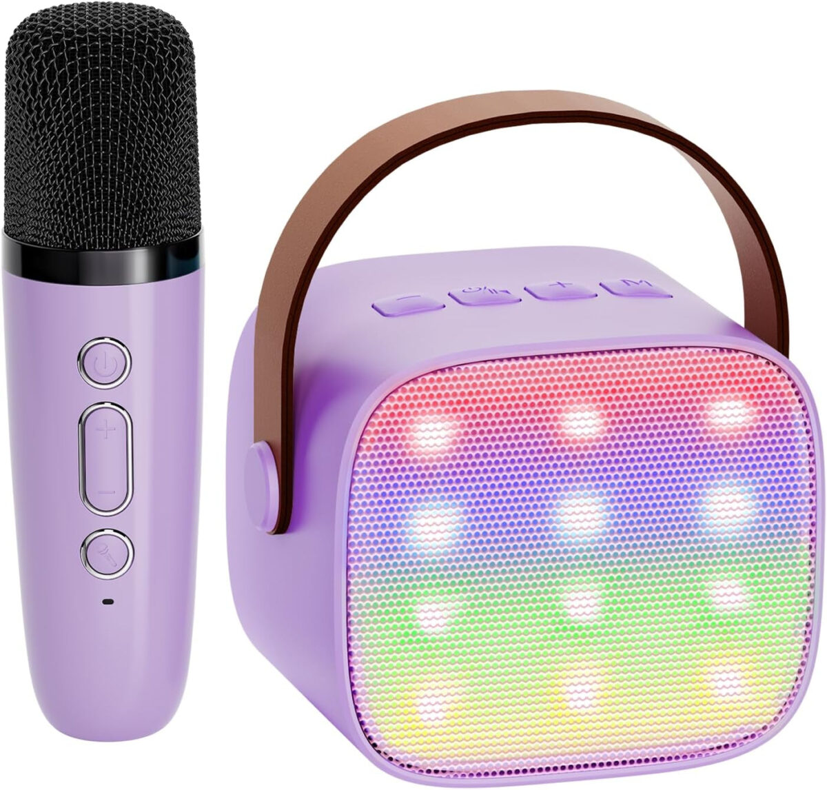 YLL Mini Karaoke Machine for Kids Adults, Portable Bluetooth Speaker with 2 Wireless Microphones, Christmas Birthday Gifts Toys for Girls Ages 4, 5, 6,7, 8,9,10,11,12+ Years Old Toddler (Lightpink)