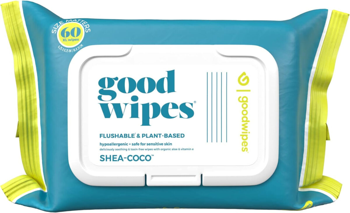 Goodwipes Flushable Butt Wipes Made W/Soothing Botanicals & Aloe – Soft & Gentle Wet Wipe Dispenser for Home Use, Septic & Sewer Safe – Largest Adult Toilet Wipes – Lavender, 360 Count (6 Packs)