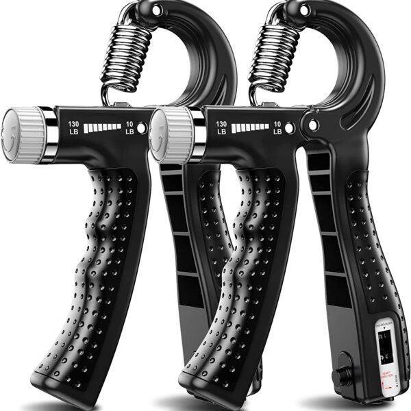 KDG Hand Grip Strengthener 2 Pack Adjustable Resistance 10-130 Lbs Forearm Exerciser，Grip Strength Trainer for Muscle Building and Injury Recovery for Athletes