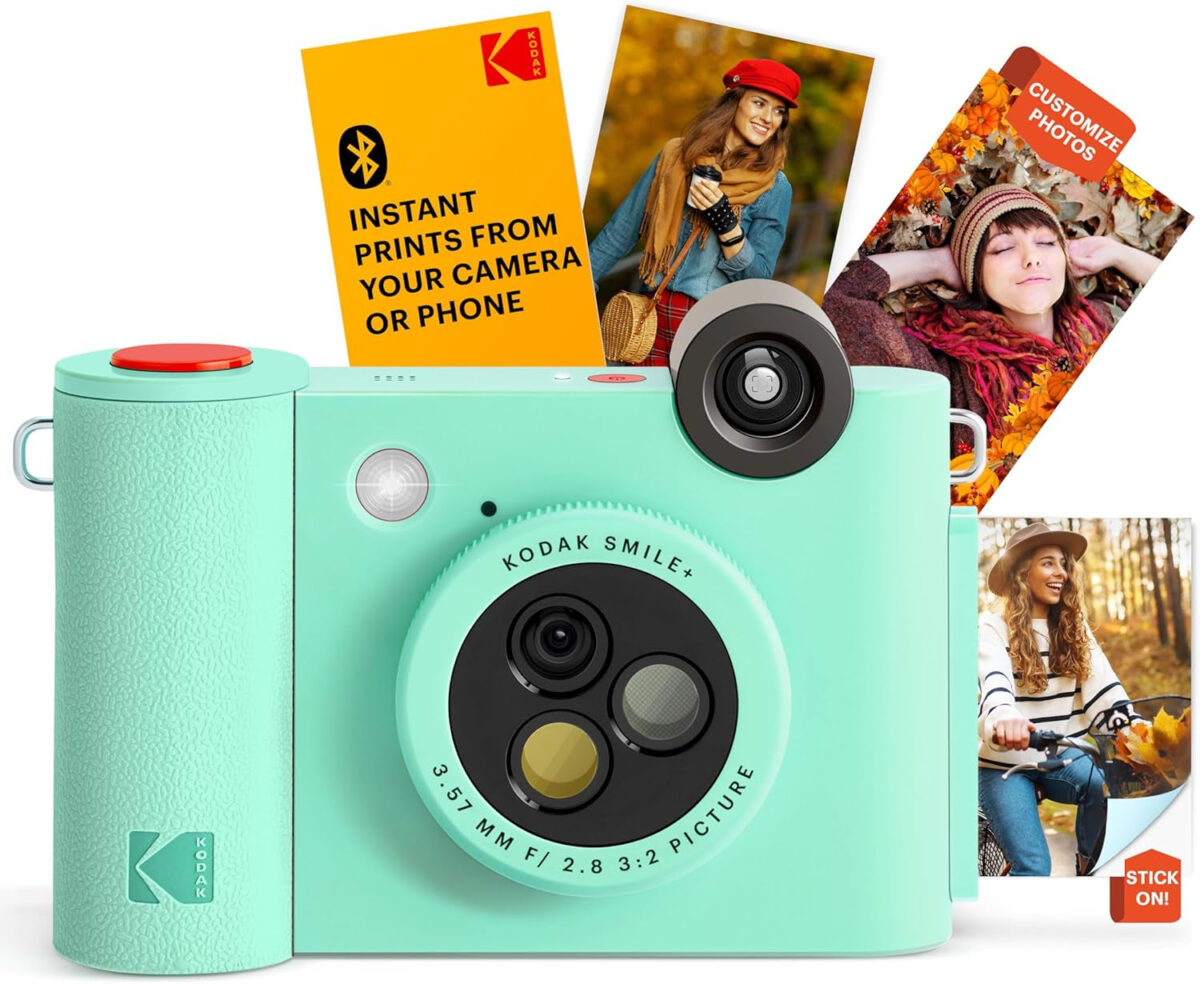 KODAK Smile+ 2-In-1 Digital Instant Print Camera & Wireless Bluetooth Photo Printer - 10MP, Special-Effect Rotating Lens, Zink 2X3” Sticky-Back Photos, Print via Fun App from Smart Devices - Pink