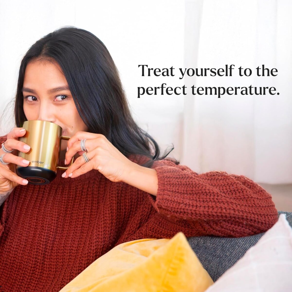 Ember Temperature Control Smart Mug 2, 10 Oz, App-Controlled Heated Coffee Mug with 80 Min Battery Life and Improved Design, Gold