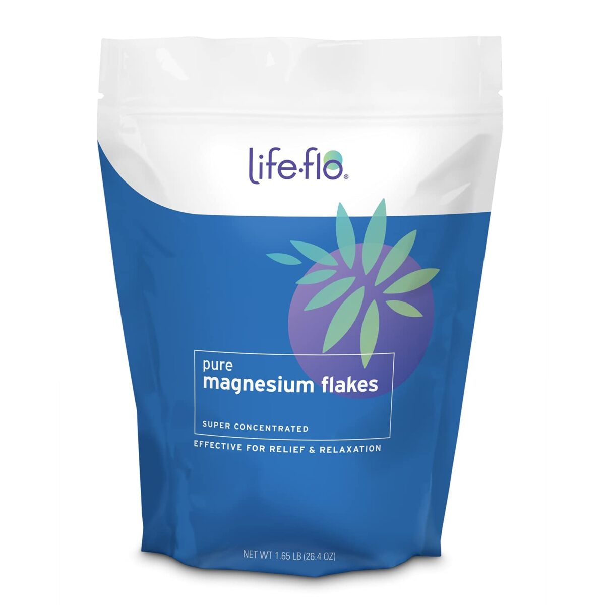 Life-Flo Pure Magnesium Bath Flakes - Epsom Salt Bath Soak Alternative - Unscented Magnesium Flakes from the Zechstein Seabed - Relaxing Foot Bath W/Ancient Trace Minerals - 60-Day Guarantee, 1.65Lbs