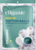 Cliganic Organic Super Jumbo Cotton Balls (200 Count) - Hypoallergenic, Absorbent, Large Size, 100% Pure (Packaging May Vary)