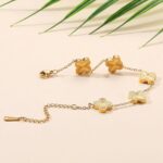 18K Gold Plated Bracelet Gold/White/Black Clover Bracelet Set for Women Four Leaf Lucky Bracelets Jewelry Gifts for Women