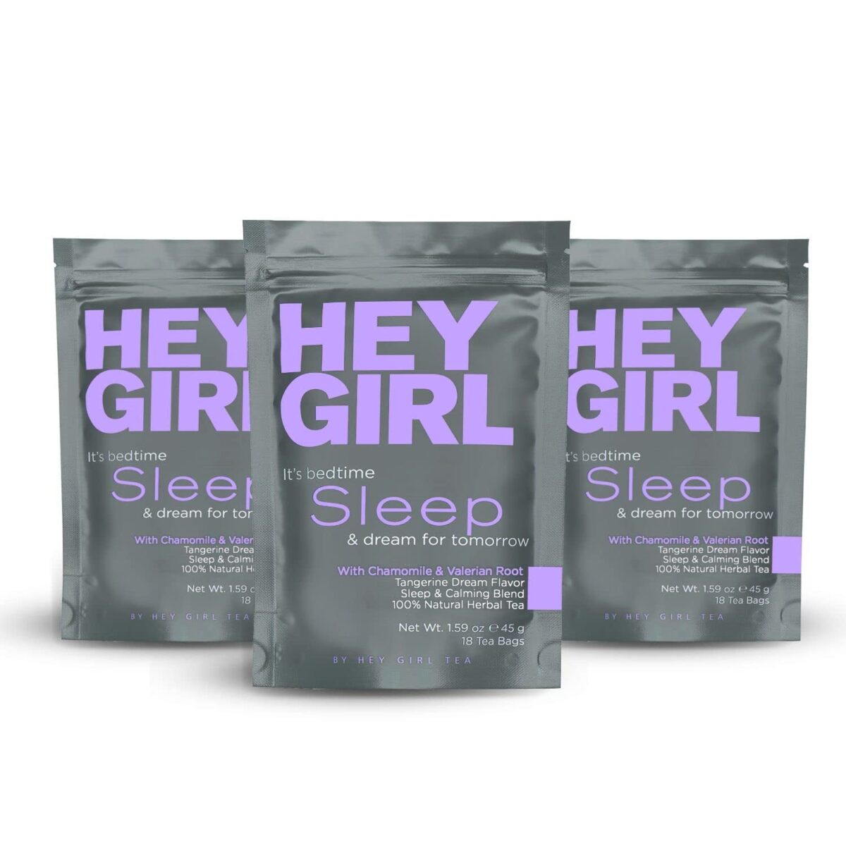 Hey Girl Sleep Tea - Natural Herbal Bedtime Tea Bags with Chamomile, Passion Flower, Valerian Root, Lemon Balm - Calming, Relaxing Adults Sleepy Night Time Tea - Relaxation Gifts for Women 2-Packs