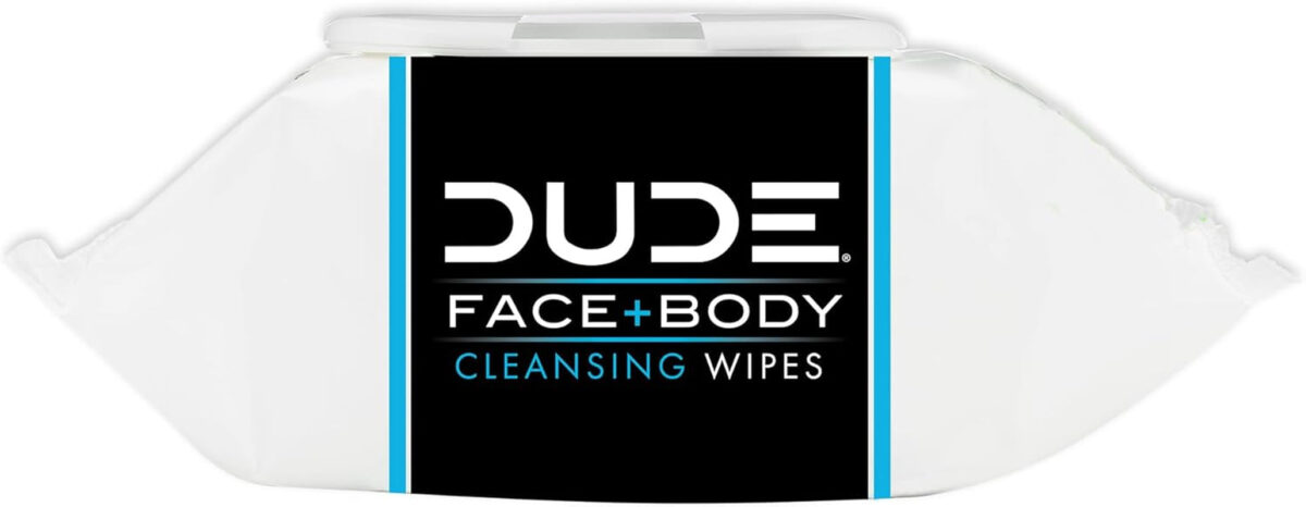 DUDE Wipes - Face and Body Wipes - 3 Pack, 90 Wipes - Unscented Wipes with Sea Salt & Aloe - 2-In-1 Body & Face Wipes - Alcohol Free and Hypoallergenic Cleansing Wipes