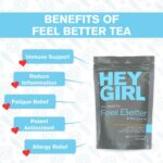 Hey Girl Tea + Tea Bottle Bundle - Feel Better Herbal Tea - Immune Support, Immune Booster plus Glass Infuser Bottle with Tea Diffuser - Insulated Travel Thermos Tumbler for Loose Leaf Tea, Tea Bags