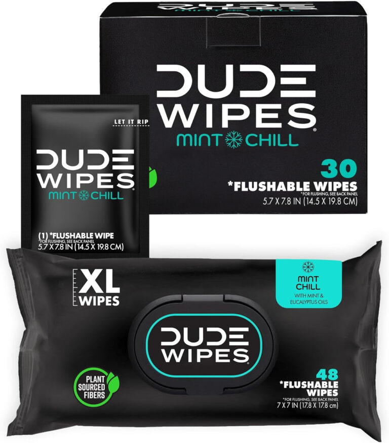 DUDE Wipes - Flushable Wipes with On-The-Go Flushable Wipes - 48 Dispenser Wipes + 30 Individually Wrapped Wipes - Mint Chill Adult Wet Wipes with Eucalyptus & Tea Tree Oil - Septic and Sewer Safe