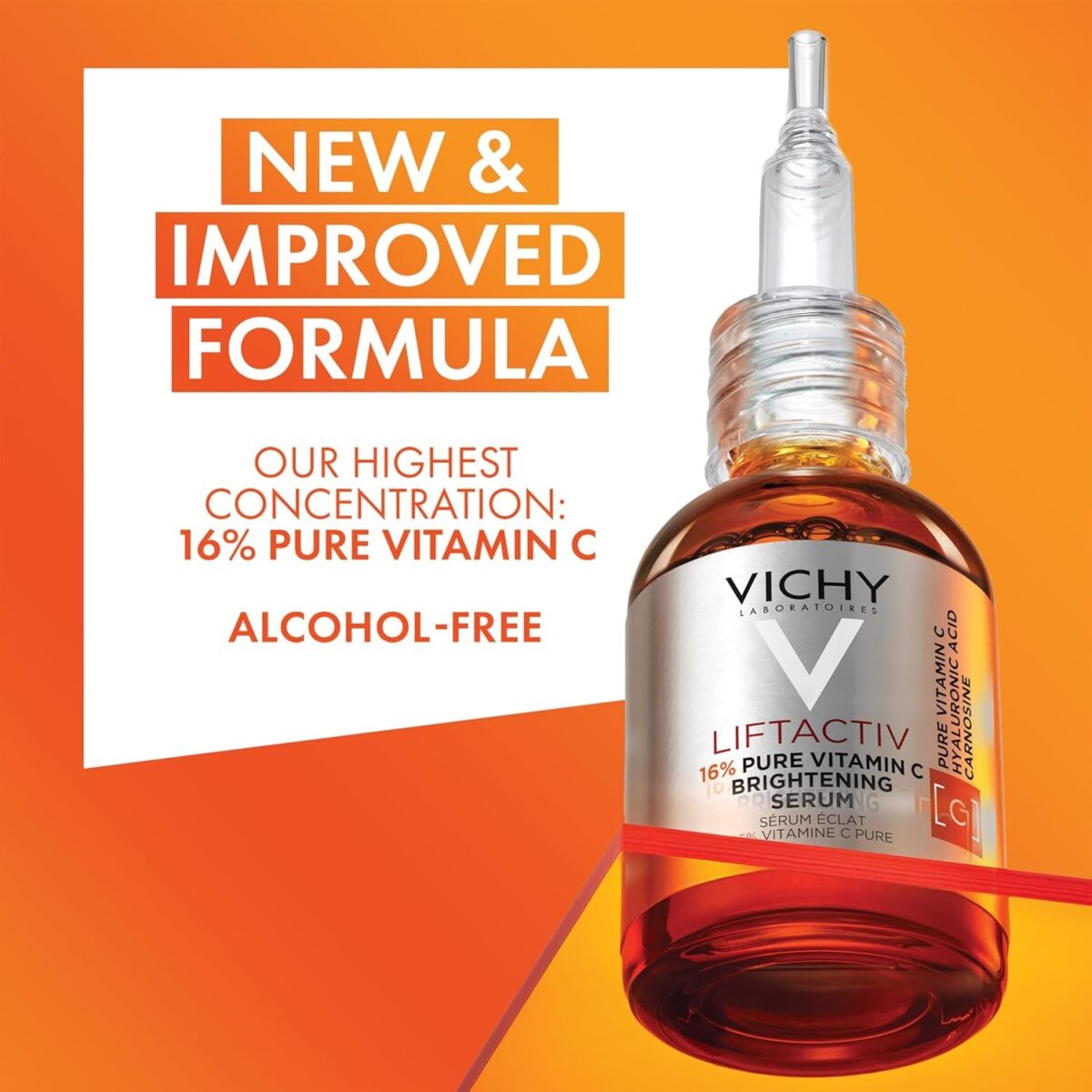 Vichy Liftactiv Vitamin C Serum for Face | Brightening Serum with 16% Pure Vitamin C + Hyaluronic Acid + Vitamin E | Improves Radiance & Firmness | anti Aging Serum Protects Skin from Discoloration