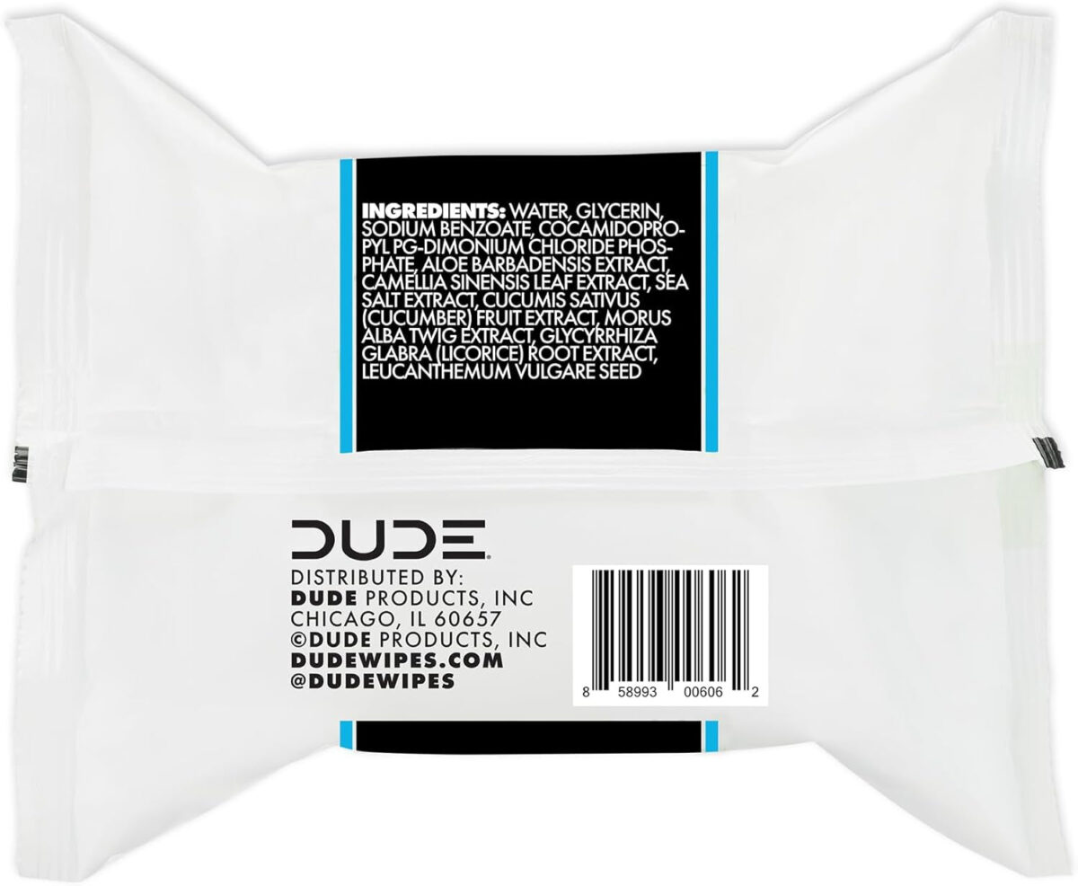 DUDE Wipes - Face and Body Wipes - 3 Pack, 90 Wipes - Unscented Wipes with Sea Salt & Aloe - 2-In-1 Body & Face Wipes - Alcohol Free and Hypoallergenic Cleansing Wipes