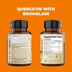 Quercetin with Bromelain Turmeric Supplement - Quercetin 500Mg Capsules with Curcumin & Bromelain Powder for Allergy & Joint Support. Turmeric Curcumin Bromelain Supplement. 60 Vegan Tumeric Capsules