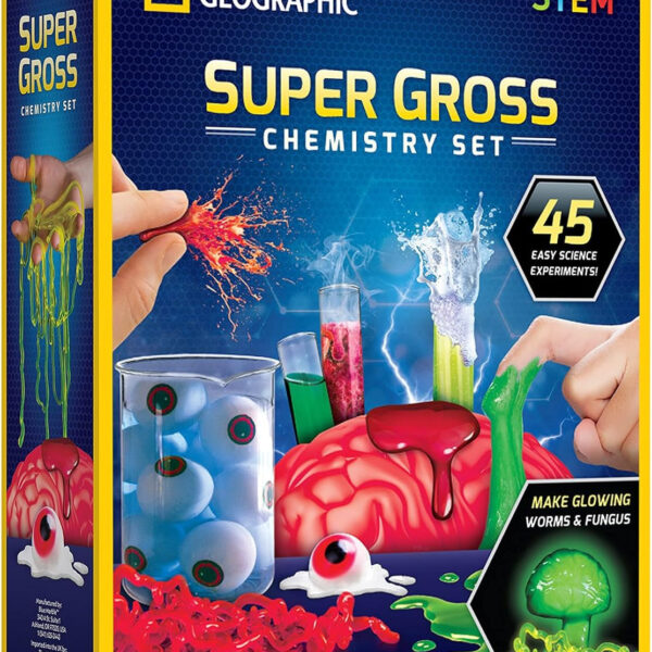 NATIONAL GEOGRAPHIC Gross Science Kit - 45 Gross Science Experiments- Dissect a Brain, Make Slime, Creepy STEM Project Gifts for Boys and Girls, Halloween Activities for Kids 8-12 (Amazon Exclusive)