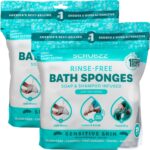 Scrubzz Disposable Rinse Free Bathing Wipes - 25 Pack - All-In-1 Single Use Shower Wipes, Simply Dampen, Lather, and Dry without Shampoo or Rinsing