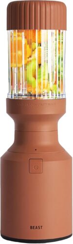 The Beast Mini Blender | Mini Countertop Kitchen Blender | Blend Smoothies and Shakes, Dressings, Sauces, Dips | Straw Cap and Straws Included | 600W (Terra)