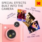 KODAK Smile+ 2-In-1 Digital Instant Print Camera & Wireless Bluetooth Photo Printer - 10MP, Special-Effect Rotating Lens, Zink 2X3” Sticky-Back Photos, Print via Fun App from Smart Devices - Pink