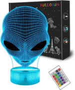 FULLOSUN Alien Gift, Kids Alien Illusion Night Light (With Remote Control), 3D Illumination Lights Boys Gift 16 Colors Changeable Kids Room Lighting Creative Decoration... (Alien)