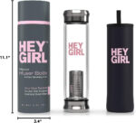 Hey Girl Glass Water Bottle Tea Infuser - 14Oz Insulated Glass Bottles with Tea Steeper & Silicone Sleeve for Loose Leaf Tea & Infused Fruit - Travel Tea Brewer Tumbler Mug - Gifts for Tea Drinkers