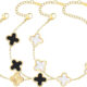 18K Gold Plated Bracelet Gold/White/Black Clover Bracelet Set for Women Four Leaf Lucky Bracelets Jewelry Gifts for Women