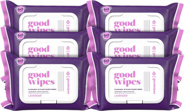 Goodwipes Flushable Butt Wipes Made W/Soothing Botanicals & Aloe – Soft & Gentle Wet Wipe Dispenser for Home Use, Septic & Sewer Safe – Largest Adult Toilet Wipes – Lavender, 360 Count (6 Packs)