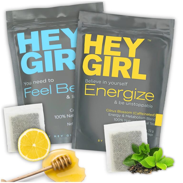 Hey Girl Energy + Immune Tea Bundle - Energize and Vitality Booster Tea plus Feel Better Herbal Tea - Immune Support, Immune Booster W/Echinacea, Elderberry, Vitamin C, Ginseng, Ginger