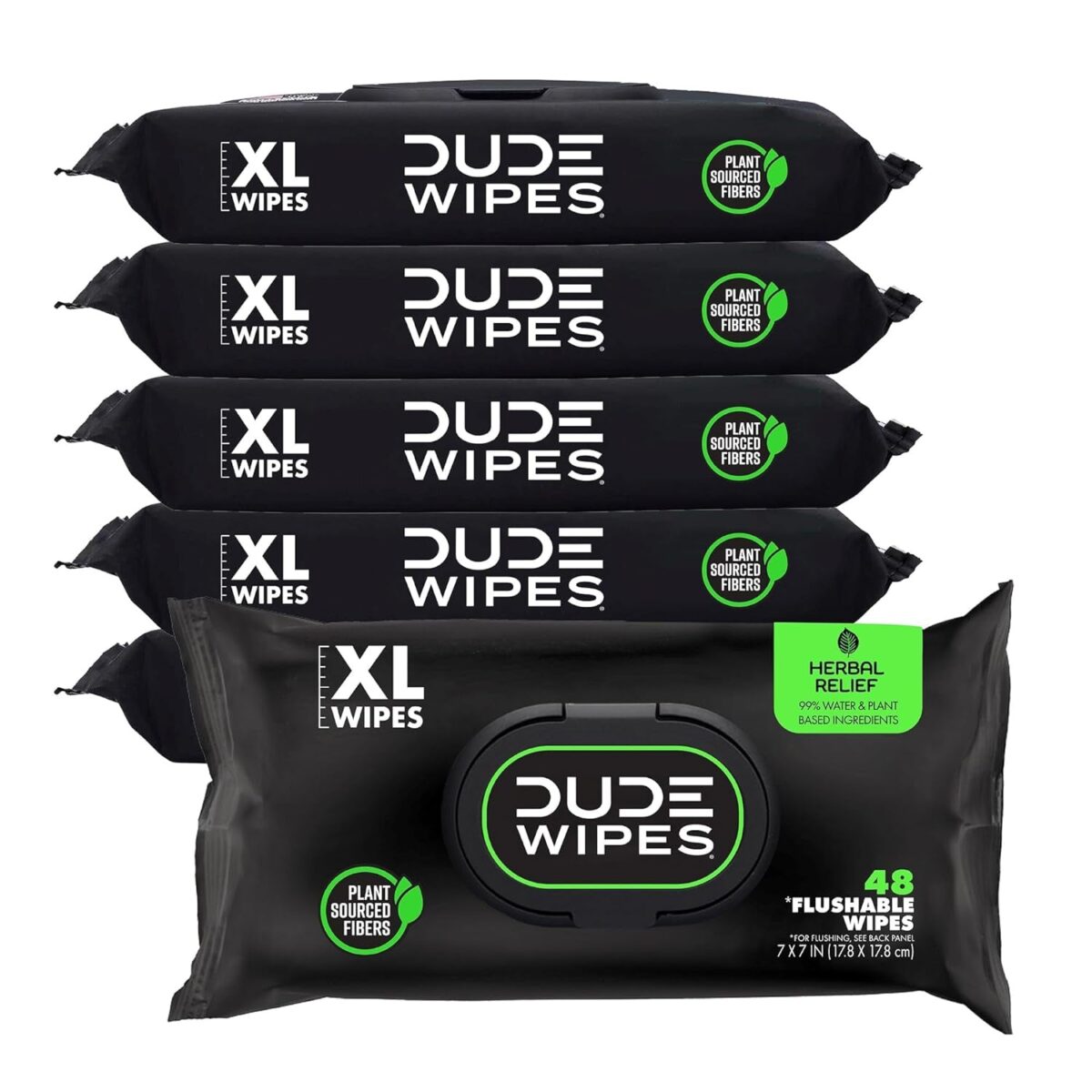 DUDE Wipes - Flushable Wipes - 6 Pack, 288 Wipes - Unscented Extra-Large Adult Wet Wipes - Vitamin-E & Aloe - Septic and Sewer Safe