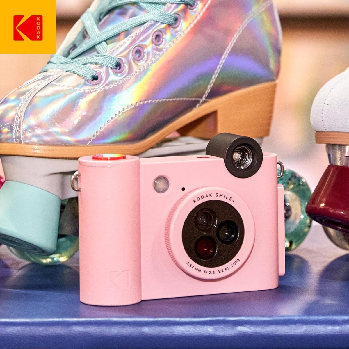 KODAK Smile+ 2-In-1 Digital Instant Print Camera & Wireless Bluetooth Photo Printer - 10MP, Special-Effect Rotating Lens, Zink 2X3” Sticky-Back Photos, Print via Fun App from Smart Devices - Pink