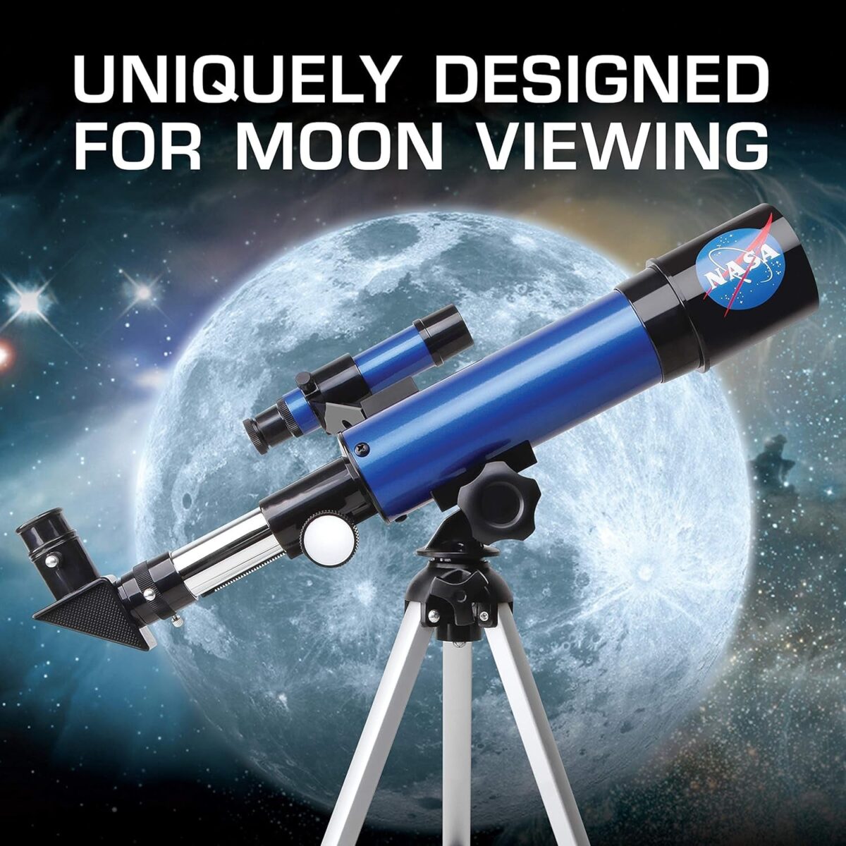 NASA Lunar Telescope for Kids – 90X Magnification, Includes Two Eyepieces, Tabletop Tripod, and Finder Scope- Kids Telescope for Astronomy Beginners, Space Toys, NASA Gifts (Amazon Exclusive)