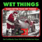 DUDE Wipes - Flushable Wipes for Adults - 6 Pack, 288 Wipes - Dingle Bells Extra Large Wet Wipes with Crisp Pine, Balsam, and Other Jolly Scents