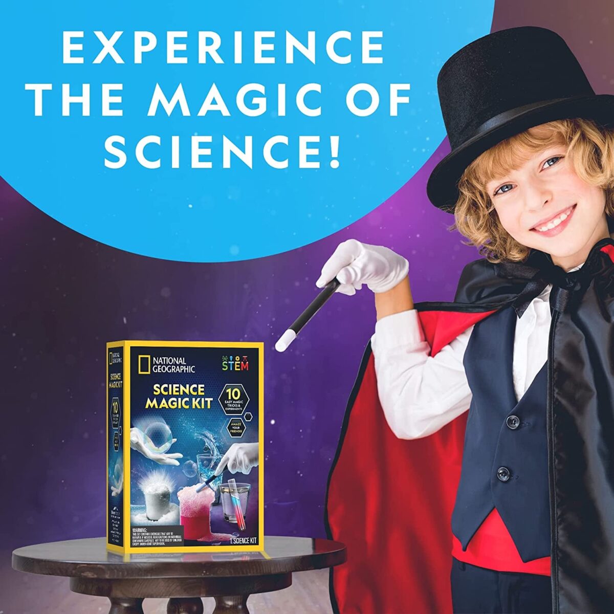 NATIONAL GEOGRAPHIC Magic Chemistry Set - Science Kit for Kids with 10 Amazing Magic Tricks, STEM Projects and Science Experiments, Science Toys, Great Gift for Boys and Girls 8-12 (Amazon Exclusive)