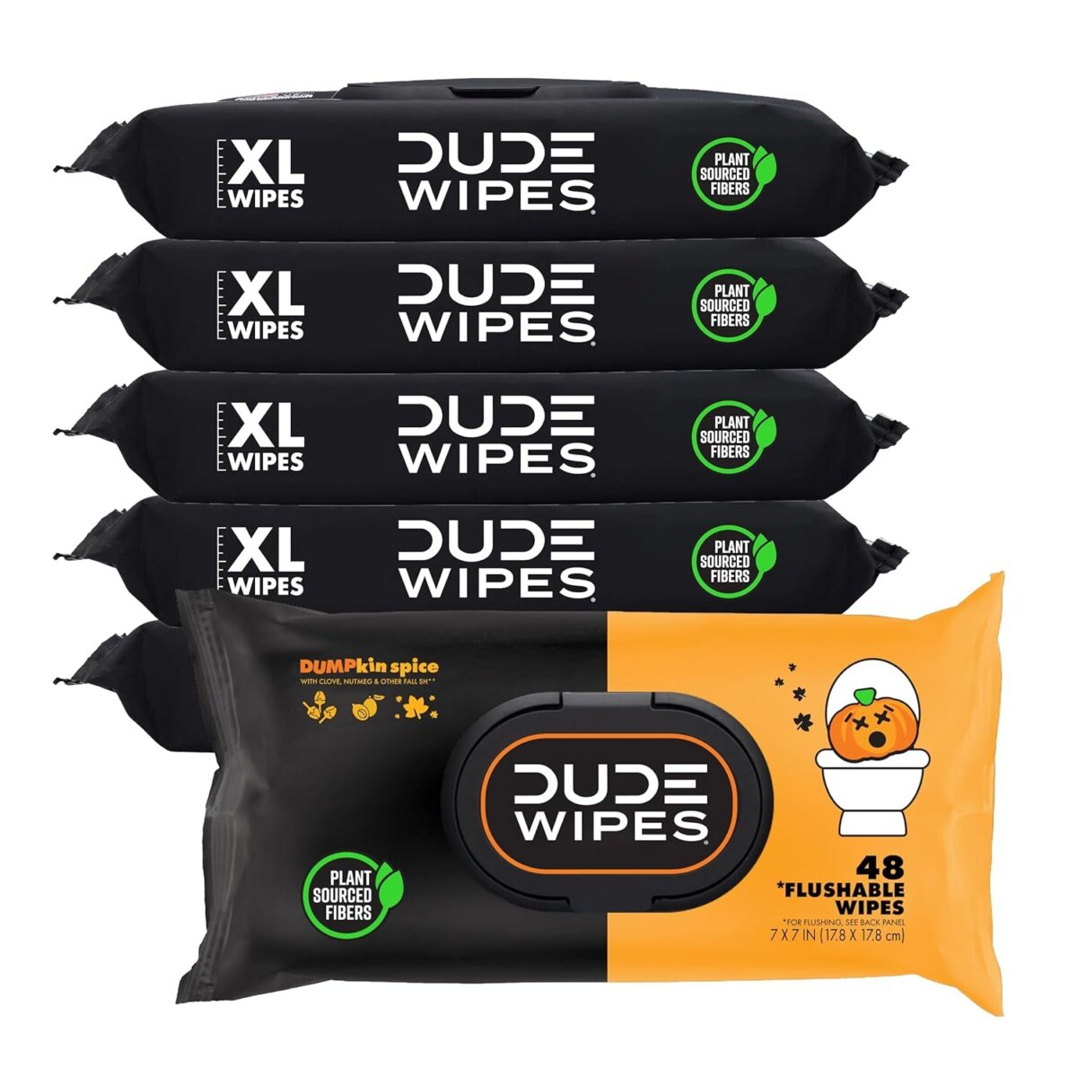 DUDE Wipes - Flushable Wipes for Adults - 6 Pack, 288 Wipes - Odor Destroyer XL Adult Wet Wipes - Deodorizing with Clean Scent - up to 24 Hours of Odor-Destroying Technology